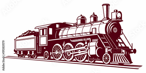 A vintage steam locomotive train traveling through a picturesque countryside landscape