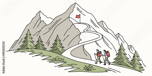 A group of hikers enjoying a scenic mountain trail with breathtaking views