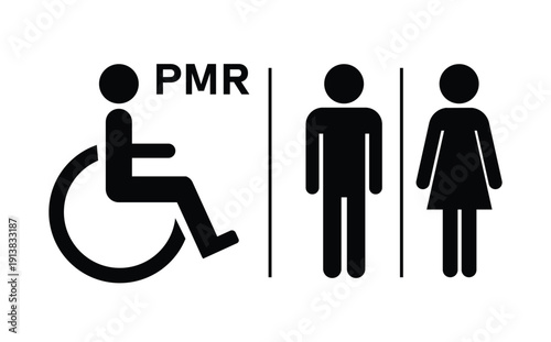 Accessibility PMR Gender Icon Set for Restroom and Public Use