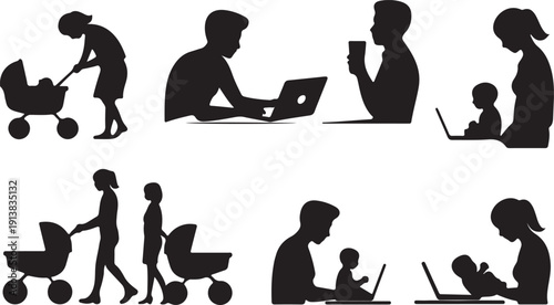 Modern Family Working And Parenting Lifestyle Scenes