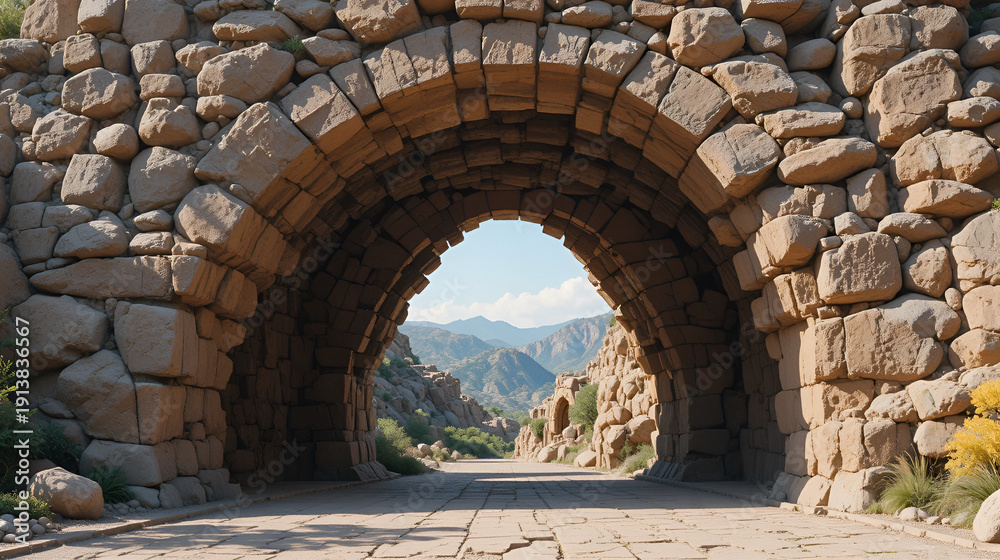 Fototapeta premium Majestic artificial rock archway, cut out