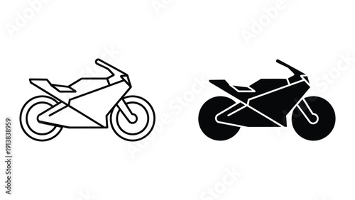 Black and white line art of two sport bikes side by side