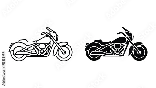 Black and white illustration of two motorcycles side by side