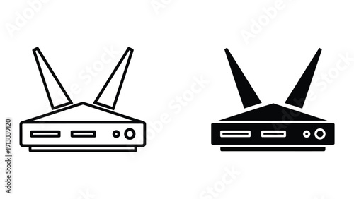 Wi-Fi router icon set in black and white