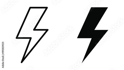 Black and white lightning bolt icons on white background
