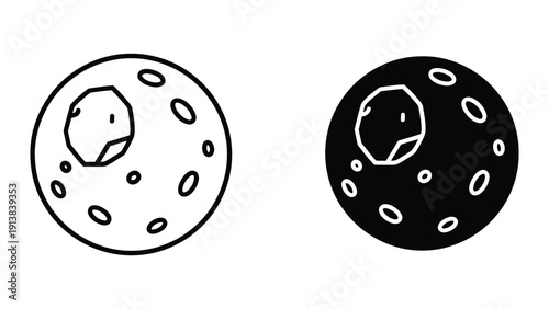 Cell illustration, black and white drawing of cellular structure with nucleus and vacuoles