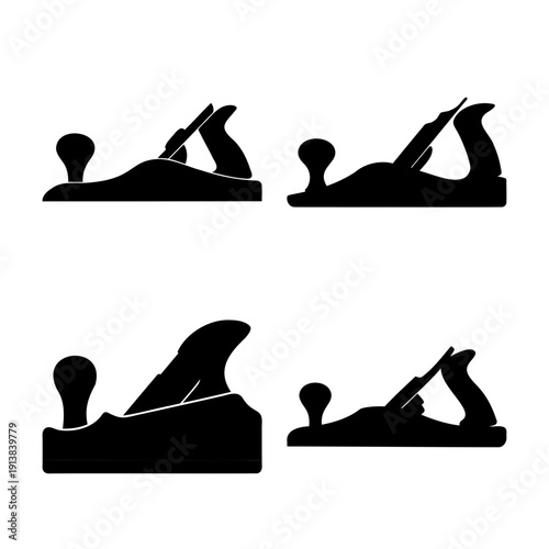 Collection of traditional woodworking hand plane silhouettes for carpentry and craftsmanship projects