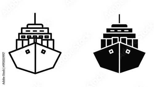 Cruise ship icons in black and white
