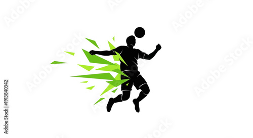 Silhouette of Man Playing Volleyball Dynamically.