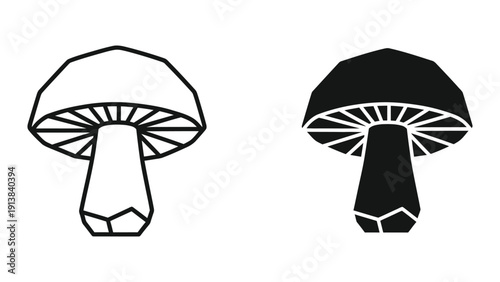Simple black and white illustration of a mushroom
