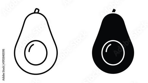 Avocado outline and silhouette illustration