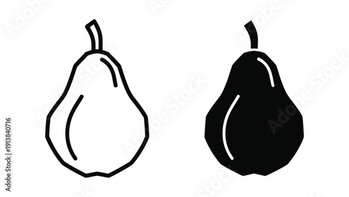 Black and white illustration of two pears