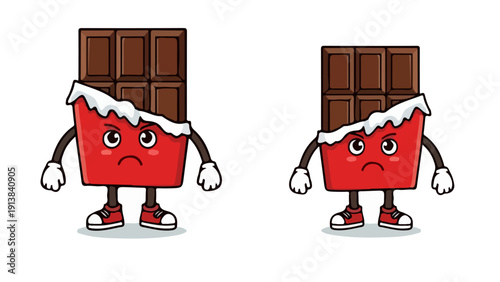 Cute Chocolate Bar Mascot Character Cartoon – Funny Cocoa Snack Illustration Isolated on Transparent Background