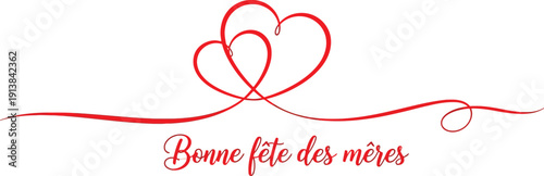 Happy mothers day french greeting card with red hearts vector file