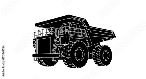 Heavy Duty Mining Dump Truck Vector Illustration.