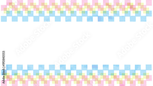 水彩風のカラフルな四角のフレーム