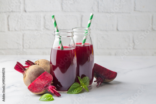 Glass of fresh beetroot jui...