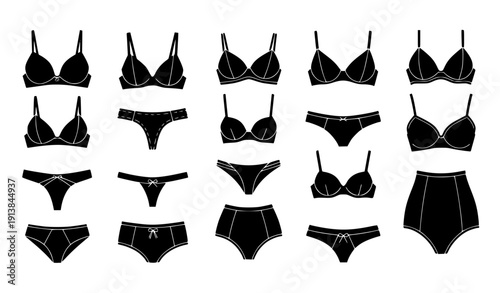 Minimal women lingerie icon silhouette vector pack
