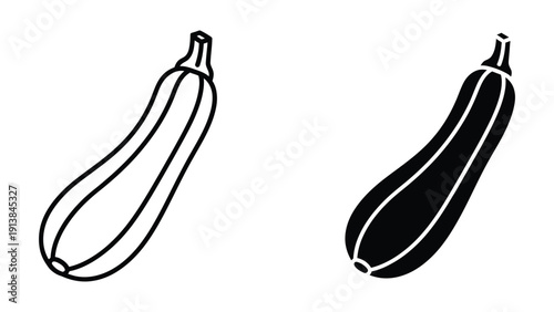 Black and white illustration of two eggplants