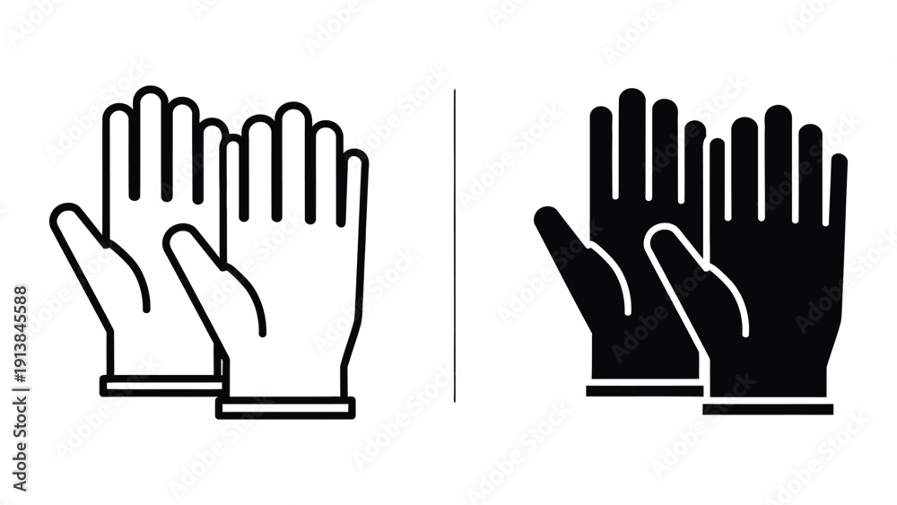Fototapeta premium Black and white work gloves illustration