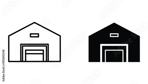 Garage icons in black and white