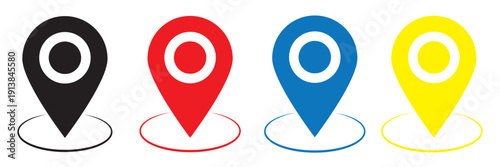Set of map pin location icons. Modern map markers. Vector illustration on a white background.