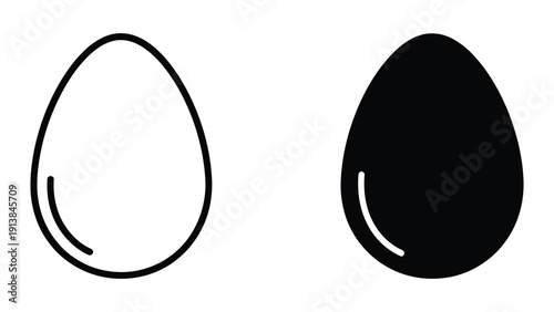 Simple black and white illustration of two eggs