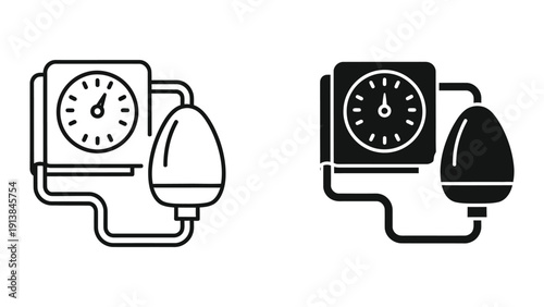 Simple black and white line art of two clocks with attached lamps
