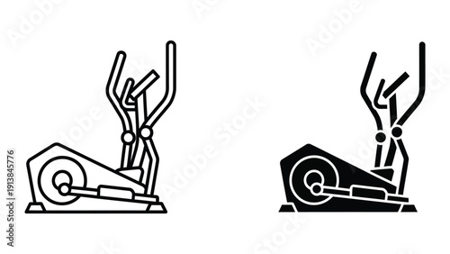 Fitness equipment line art icons