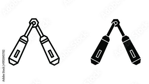 Black and white illustration of two jump leads