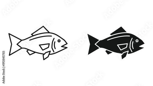 Black and white fish illustration