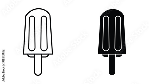 Black and white outline illustrations of ice lollies on sticks