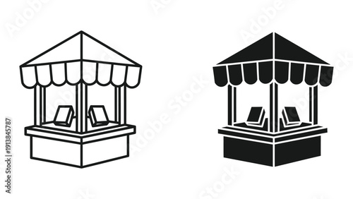 Kiosk icons in white and black