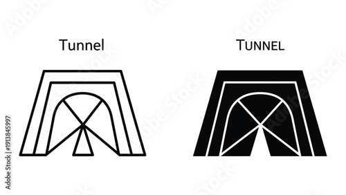 Tunnel entrance icons in outline and filled styles