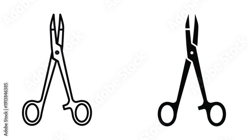 Black and white illustration of nail scissors