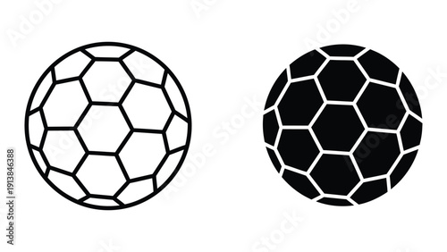 Black and white soccer ball illustrations on white background