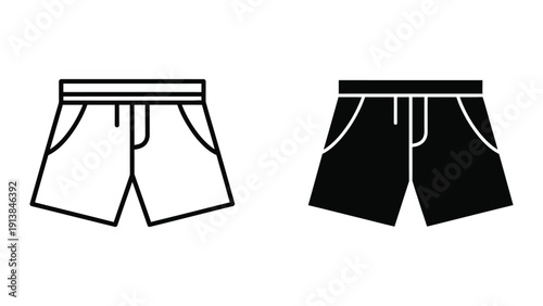 Black and white illustration of shorts