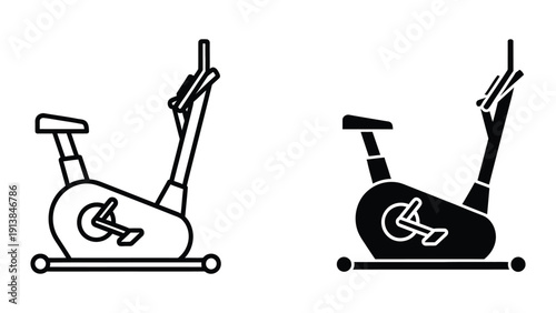 Exercise bike icon set