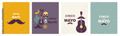 Cinco De Mayo card set. Modern design.