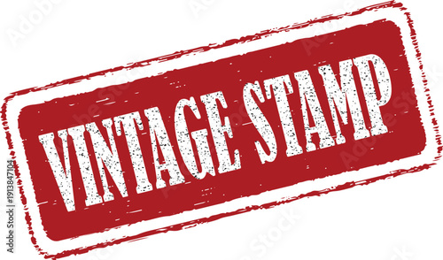 Vintage stamp seal in red color with white text