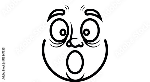 A surprised face looks shocked with wide eyes and eyebrows raised.