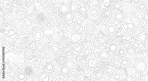 Geometric shapes create a complex pattern on a white surface