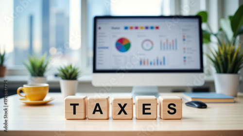 Taxes preparation and tax return filing workflow with deductible tracking, income reporting and payment deadlines for small business owners and freelancers during yearly tax season