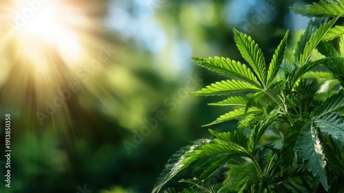 A close-up view of vibrant green plant leaves illuminated by sunlight emphasizes natural beauty, growth, and the essence of healthy living in a lush environment.