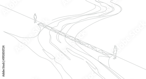Power lines with birds on minimalist wireframe illustration in monochrome grayscale for infrastructure design