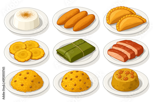 Puerto Rican Classic Dishes Served on Plates