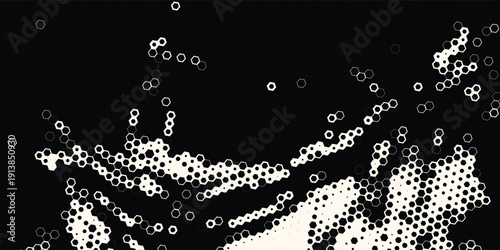 Hexagon Shapes Vector Abstract Geometric Technology Retrowave Sci-Fi Texture Isolated on Light Background. Halftone Hex Retro Simple Pattern. Eps10