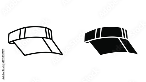 Simple black and white illustration of two caps