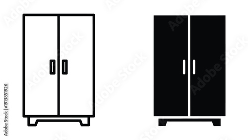 Black and white cabinet icon set