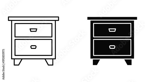 Nightstand or Bedside Table Icon Set